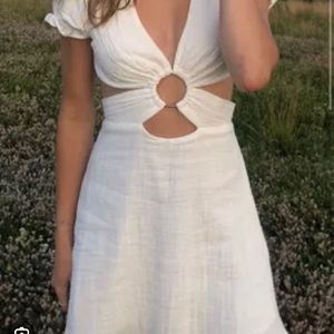 Blue blush white cut out mini dress